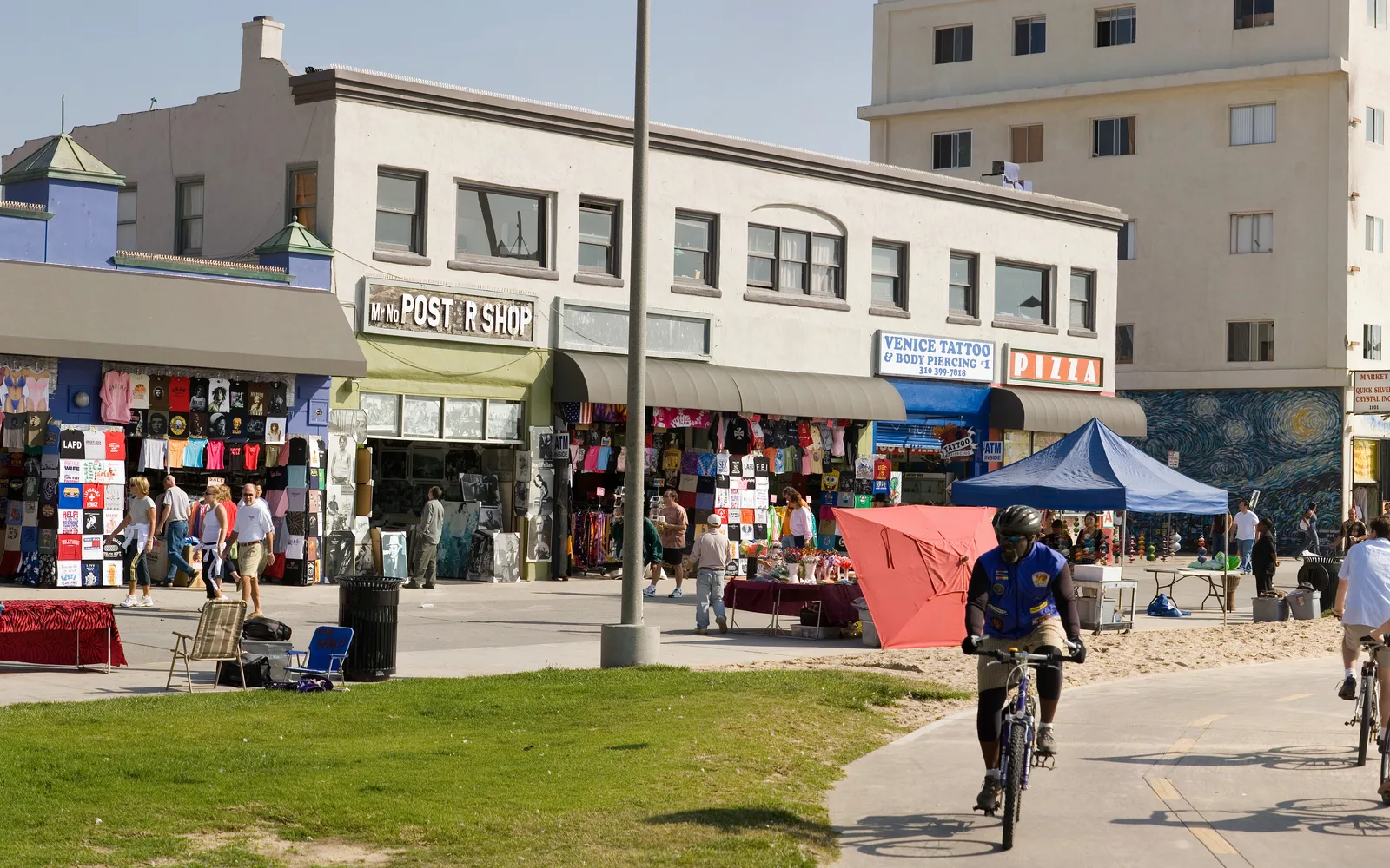 Diverse community at Venice Beach with people engaged in recreation and activities